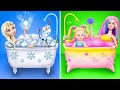Эльза и Анна vs Радужная и Мрачная Барби / 30 лайфхаков для кукольной ванны