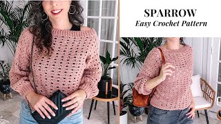 Sparrow Crochet Sweater, Easy Crochet Pattern, Size-Inclusive xs-5x, Only 2 Seams!