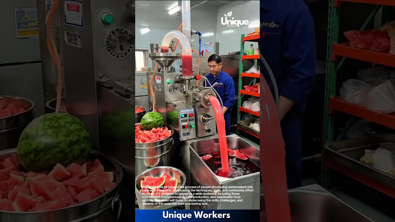 Watermelon Juice Machine People Processing Watermelons Into With A