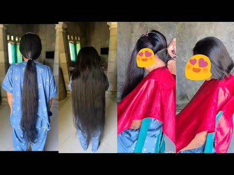SUPER THICK LONG HAIR CHOPPED INTO A BOB BECAUSE SHE COULDN'T STAND THE HEAT | LONG THICK HAIR CU...