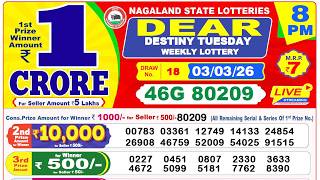 Nagaland Lottery Sambad  8pm 03032026  Lottery 