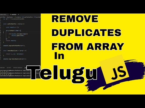 REMOVE DUPLICATES FROM ARRAY IN JAVASCRIPT | IN #TELUGU