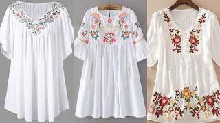 most beautiful and stylish multicolor embroidered tunic top and shirt design for women