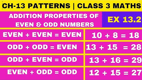 CH-13 Patterns | Ex-13.2 Addition properties Of Even And Odd Numbers | Class 3 Maths |Part 2