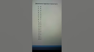 Maintenance Supervisor Course test 1 answers