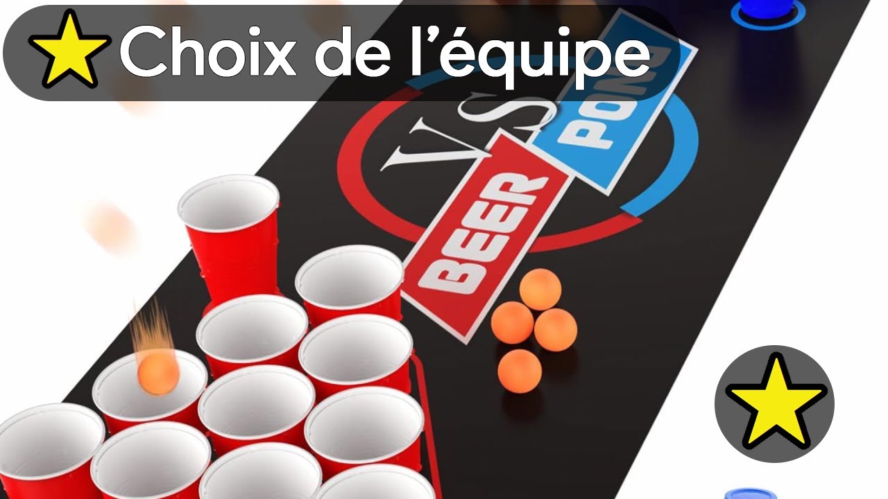 Set Beer Pong 180x61 Cm – Tapis Imperméable, 22 Gobelets, 6 Balles, Fête Entre Amis, Jeu à Boire