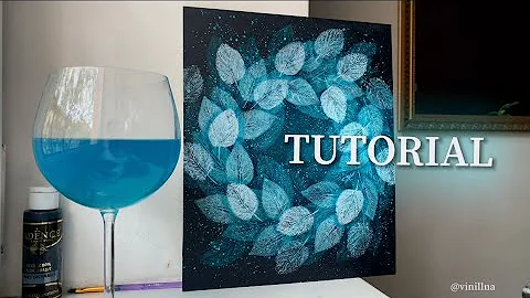 Cosmic leaves print painting process / Leaves painting tutorial / Ocean colors