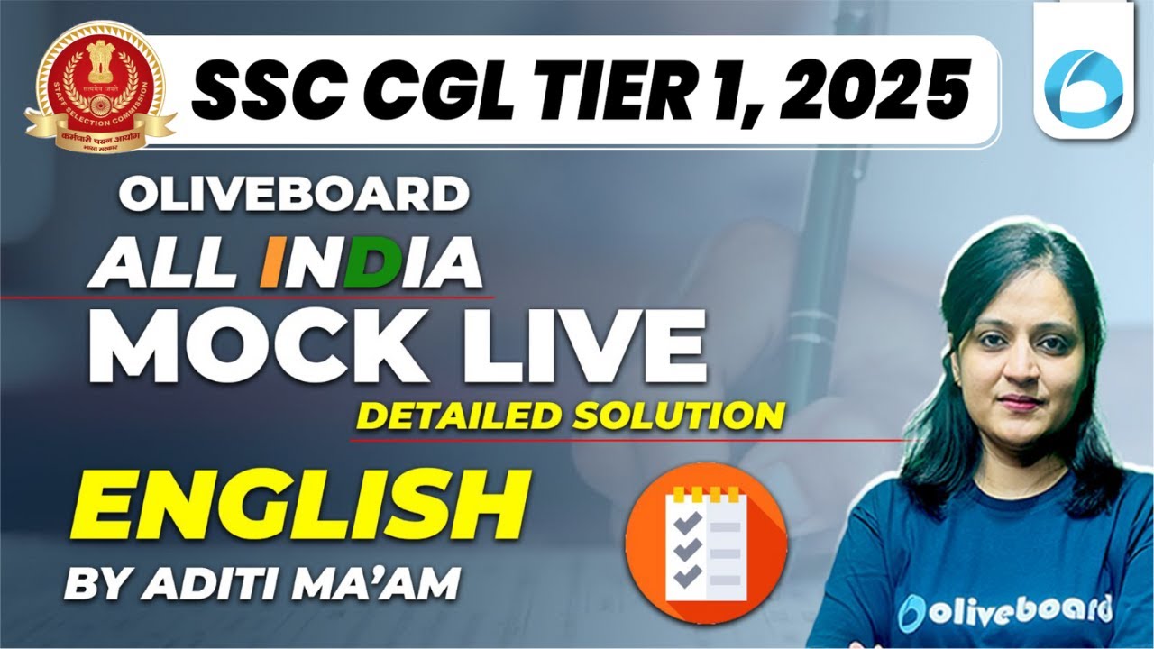 Oliveboard 25 - 26 Jan SSC CGL Tier 1 Live Mock Test With Solutions | SSC CGL English Mock Test 2025