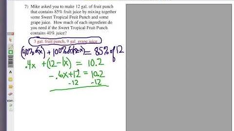 Algebra Word Problems: Mixtures Part 2