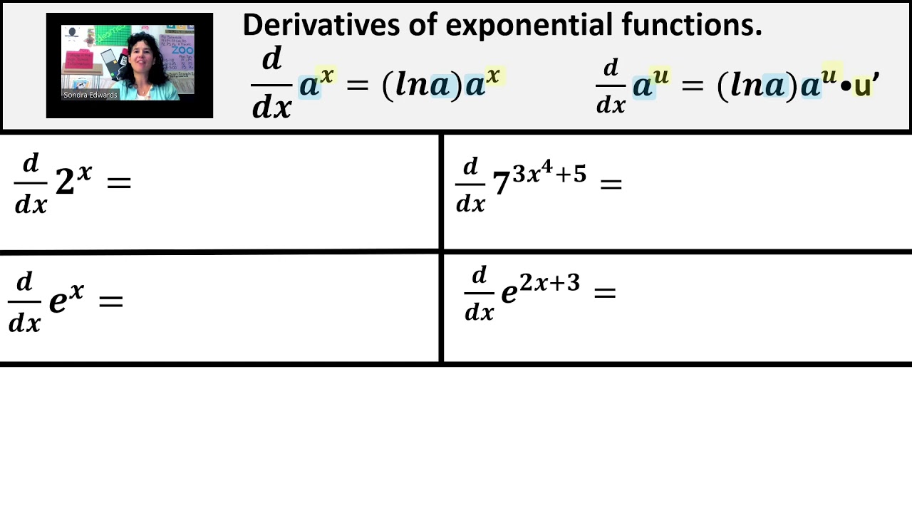 Calculus Lesson 40 Derivatives of exponential functions - YouTube