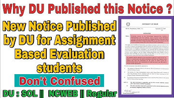 University of Delhi Published New Notice for Assignment Based Evaluation students || IQstudentspoint