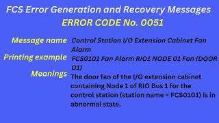 FCS Error Generation and Recovery Messages Error code 0051 by Instrumentation & Control 11 views 2 months ago 45 seconds