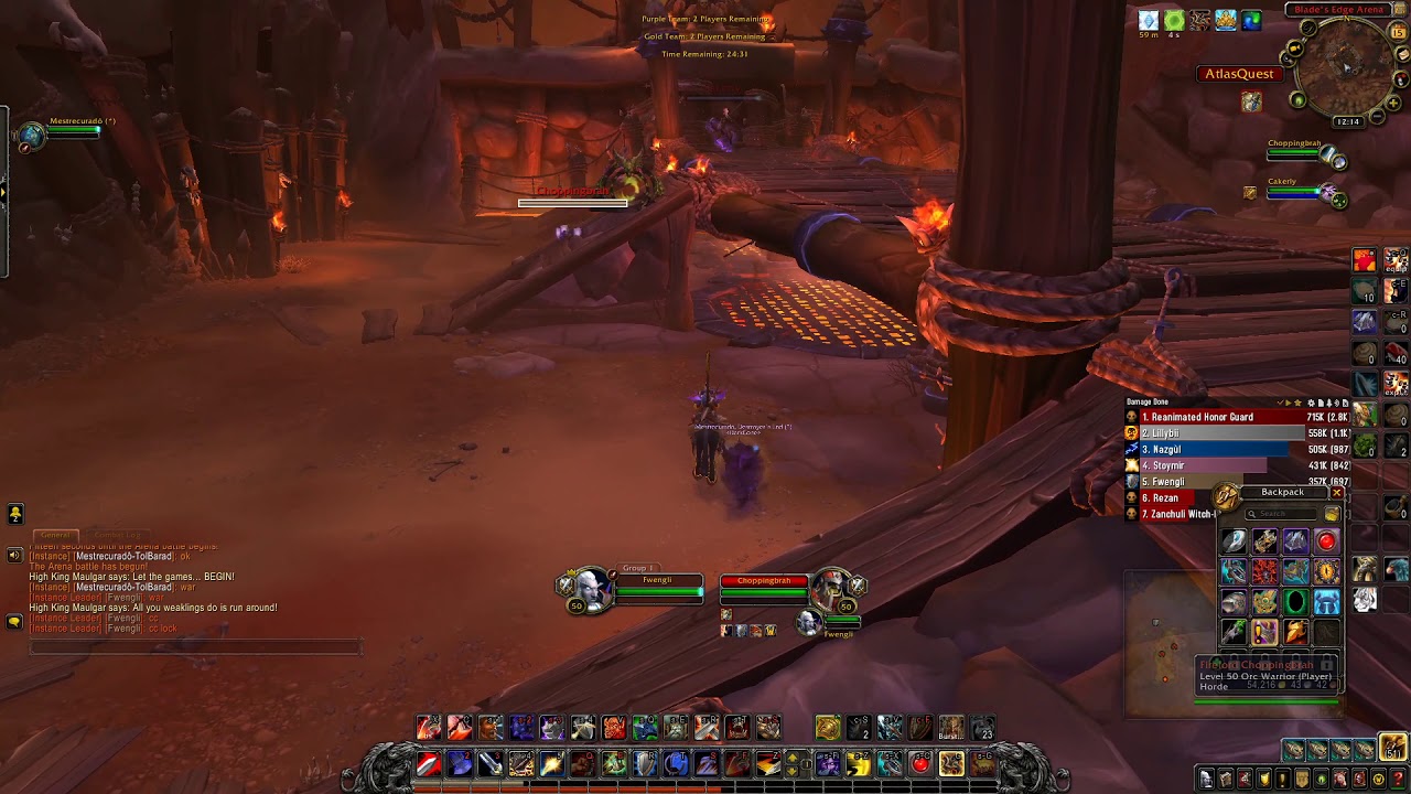 WoW Shadowlands pre patch arms warrior pvp Blade's Edge Arena 2v2 8