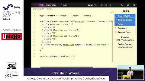 A Deep Dive into Advanced TypeScript: A Live Coding Expedition | Christian Woerz | jsday 2025