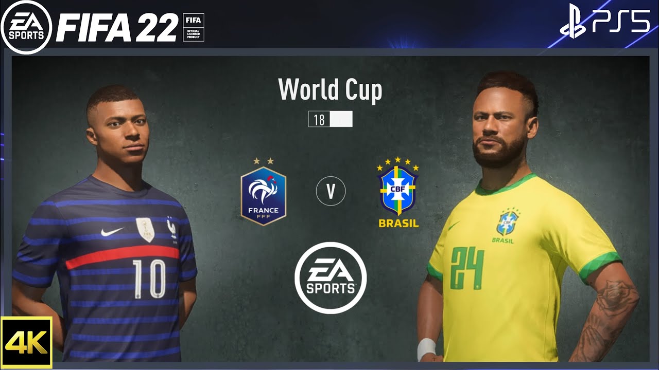 FIFA 22 PS5 France Vs Brazil World Cup 2022 4K Gameplay