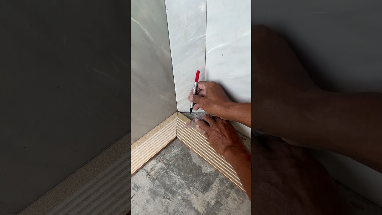 simple tricks for forming floor tile corners #howto #ceramic
