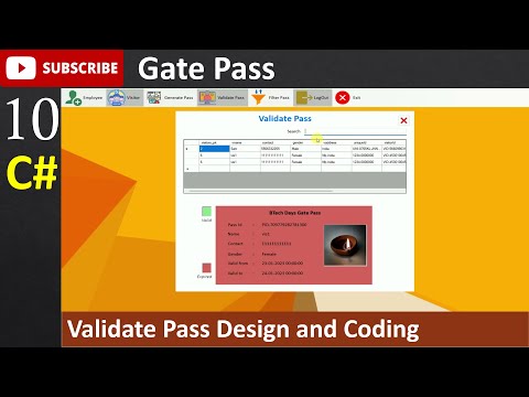 10. Gate Pass in Csharp - Validate Pass Design and Coding (C#, Visual Studio, MsSQL Server)