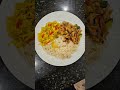Curry stir fry cabbage, sauteed saltfish with vegetables over rice #curryrecipe #sauteedsaltfish