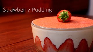 A fluffy and soft strawberry pudding that melts in your mouth🍓