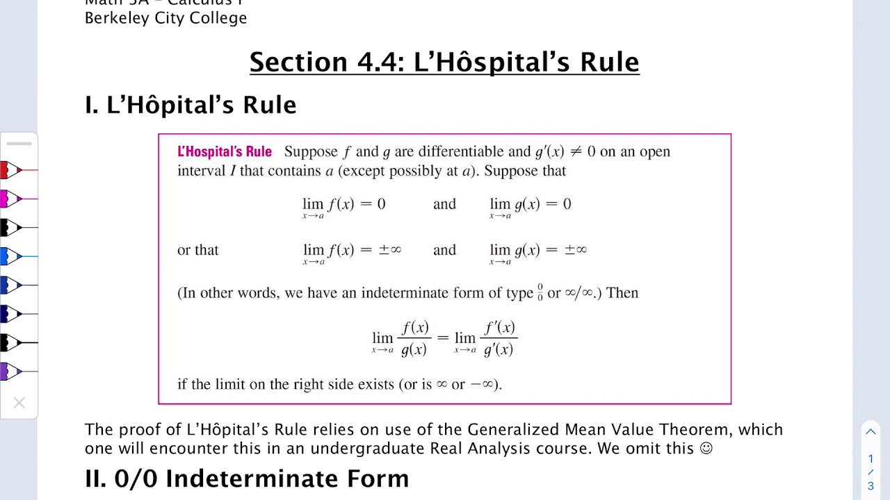 4.4 L’Hospital’s Rule: Indeterminate Products - YouTube