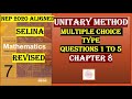 UNITARY METHOD, MULTIPLE CHOICE TYPE, QUESTIONS 1 TO 5, CONCISE MATHEMATICS#selinasolutions