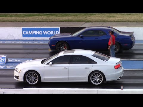 Audi S8 vs Hellcat Redeye, S4, S6 & Camaro 1/4 Mile Drag Racing
