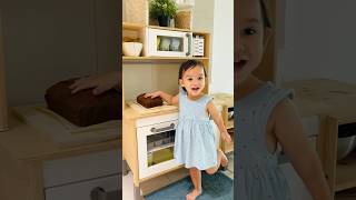 Toddler Bakes on her Ikea Functional Kitchen for the First time. #toddler #montessori