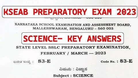 KSEAB (KSEEB) SCIENCE OFFICIAL PREPARATORY EXAM KEY ANSWERS With Explanation 2023
