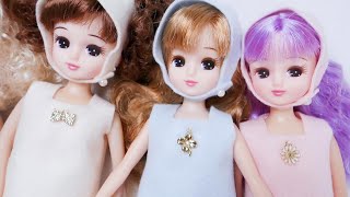 「てぬいのドール・コーディネイト・レシピ」基本のワンピース ❤️【リカちゃん】＊フェルト＊てづくり服♥リカちゃんにプレゼント♪ 手縫い【Licca-chan】【happych】