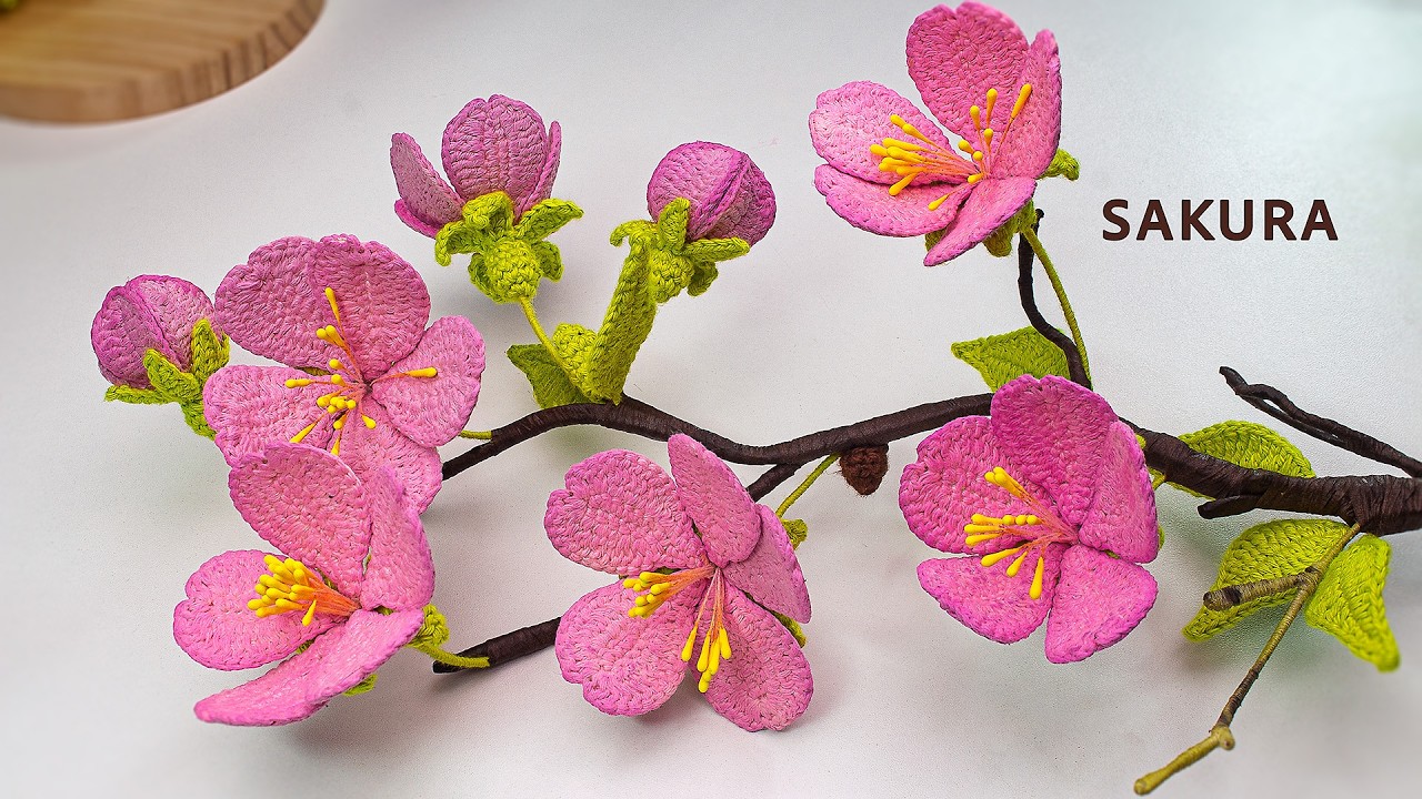 Flor SAKURA a Crochet 🌸 Tutorial Fácil y Hermoso