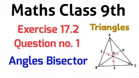 Exercise 17.2 Class 9 Question no.1 I How to draw Angles Bisector, Prove their Point of Concurrency.