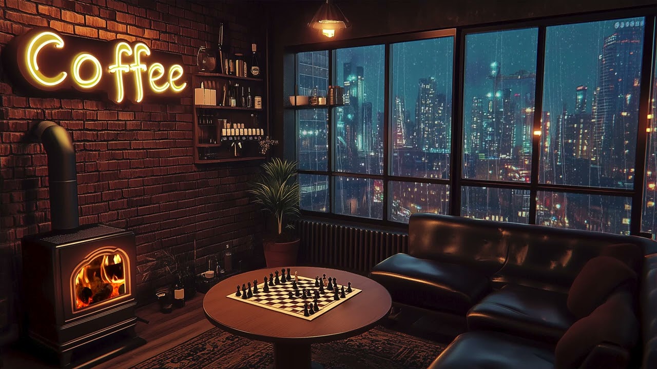 Winding Down with Gentle Fire Sounds in a City Apartment Bedroom After a Long Day of Work