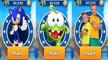 Sonic Dash vs Om Nom Run vs Vlad and Niki Run - All Characters Unlocked Android Gameplay