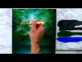 Green Landscape Painting | Fallen Tree | Easy Art for Beginners | Oval Brush Technique