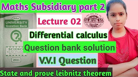 Maths Subsidiary part 2||Question bank solution||V.V.I. question||Differential calculus||2020|B.U.