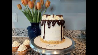 S'MORES CAKE using Marshmallow Fluff Frosting