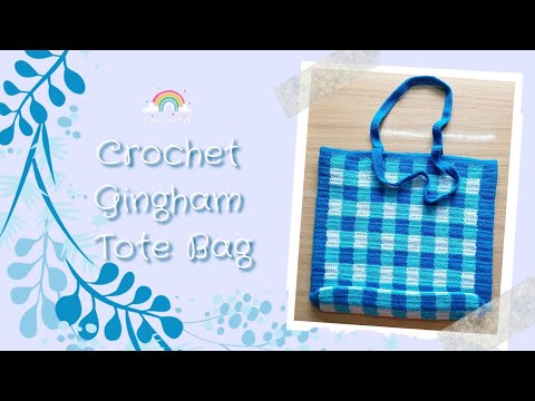Crochet Gingham Checkered Tote Bag