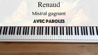 Renaud - Mistral Gagnant Avec Paroles - Piano