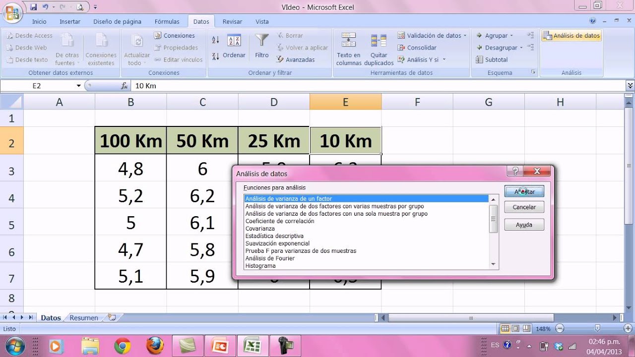 Análisis de varianza de un factor en excel - YouTube