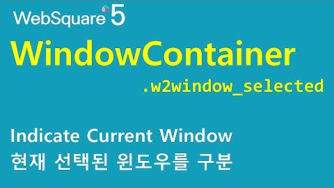 WindowContainer - .w2window_selected | WindowContainer | WebSquare5 - Quick Guide