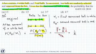 A Box Contains 4 White Balls And 3 Red Balls In Succession Two Balls Are Randomly Gate Ee 2010 Youtube