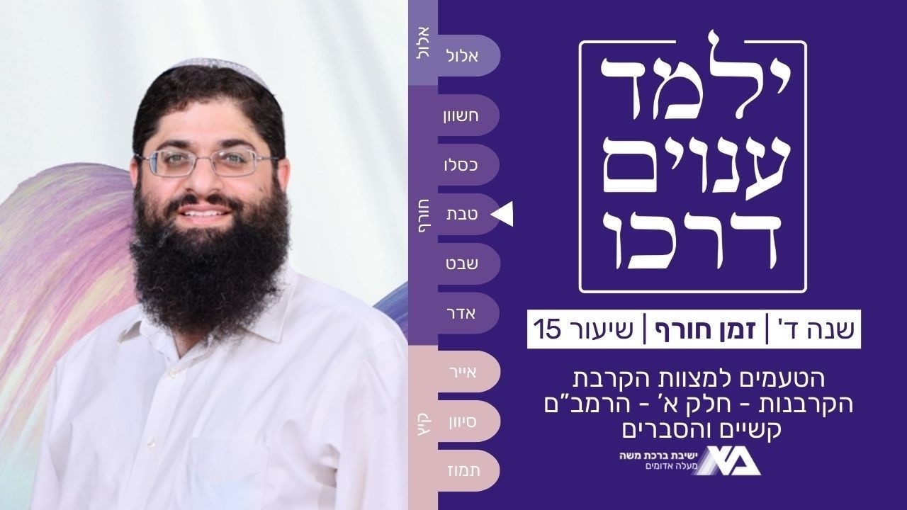 טעמי הקורבנות - שיטת הרמב"ם | מורה נבוכים - ילמד ענוים דרכו שנה ד 15 | הרב רן כלילי