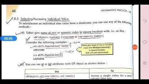 Selecting Individual Dataframe Objects  ( at & iat)