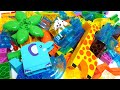 Satisfying Building Blocks Marble Run ASMR Transparent rail animal coaster