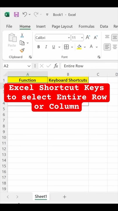 Shortcut Keys (Select Entire Row or column) Excel tips and tricks # ...