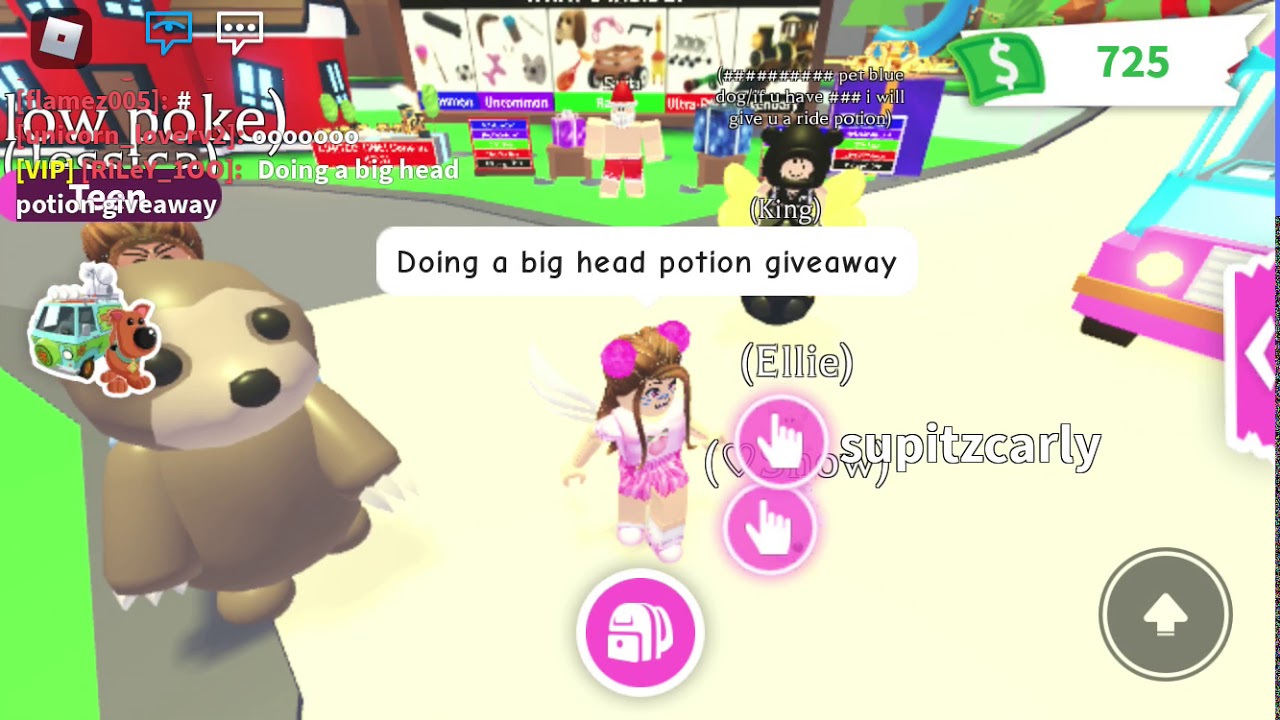 Roblox adopt me big head potion giveaway YouTube