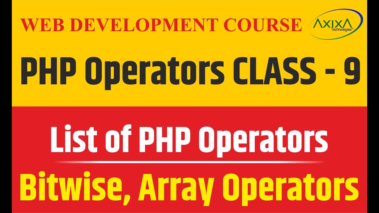 PHP Operator class 9 in hindi Bitwise, Array Operator - YouTube