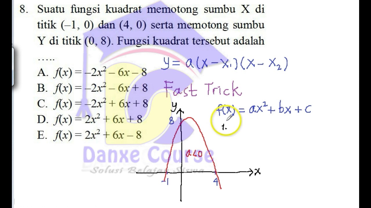 Cara Cepat Menentukan Persamaan Fungsi Kuadrat 1