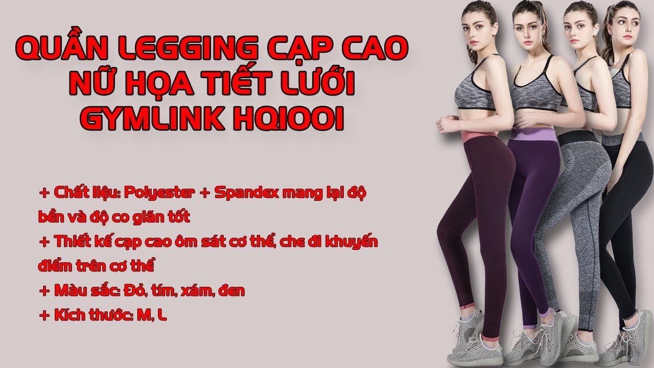 Quần legging cạp cao nữ hoạ tiết lưới Gymlink HQ1001