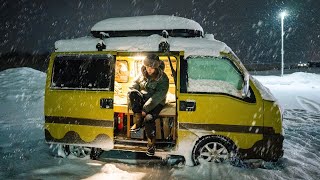 Winter Heavy Snowfall Area | Living in a Van | Light Car Camp